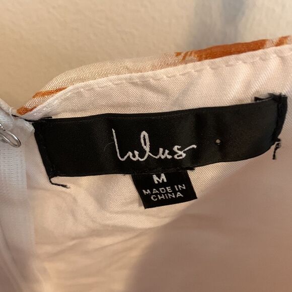 Lulus size medium Rust Orange and White Geo Print Midi Dress - Picture 5 of 7